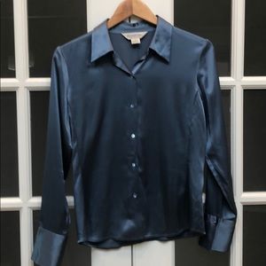 Brooks Brothers 100% Silk Blue Blouse